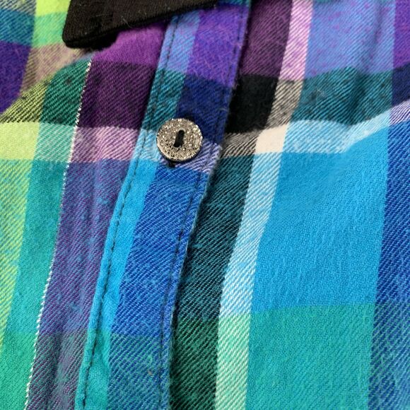 Justice Girls Youth Flannel Button Up Shirt Attached Vest 1-PC Studded Size 12 - Picture 9 of 10